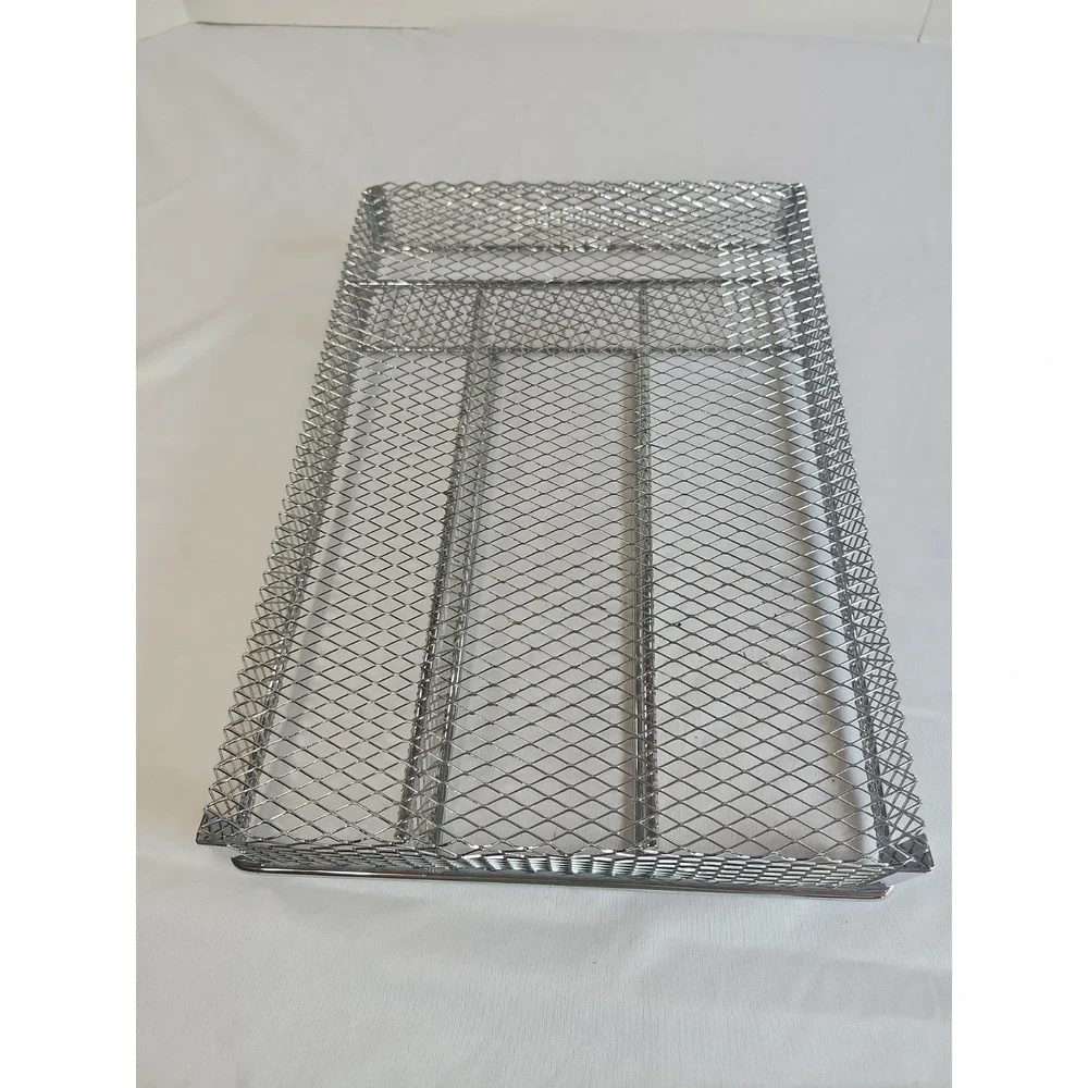 Cutlery Tray Silver Metal Mesh Utility Organizer